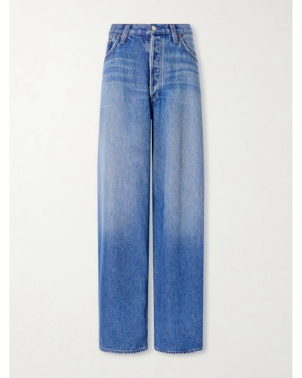 Agolde Blue The Rounded Baggy Mid-Rise Wide-Leg Pants