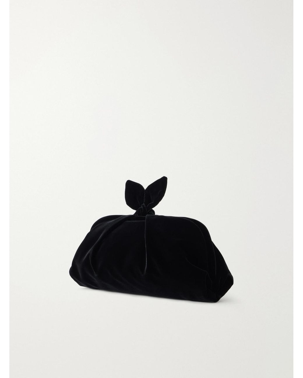 Aquazzura Black Bow Tie Velvet Clutch