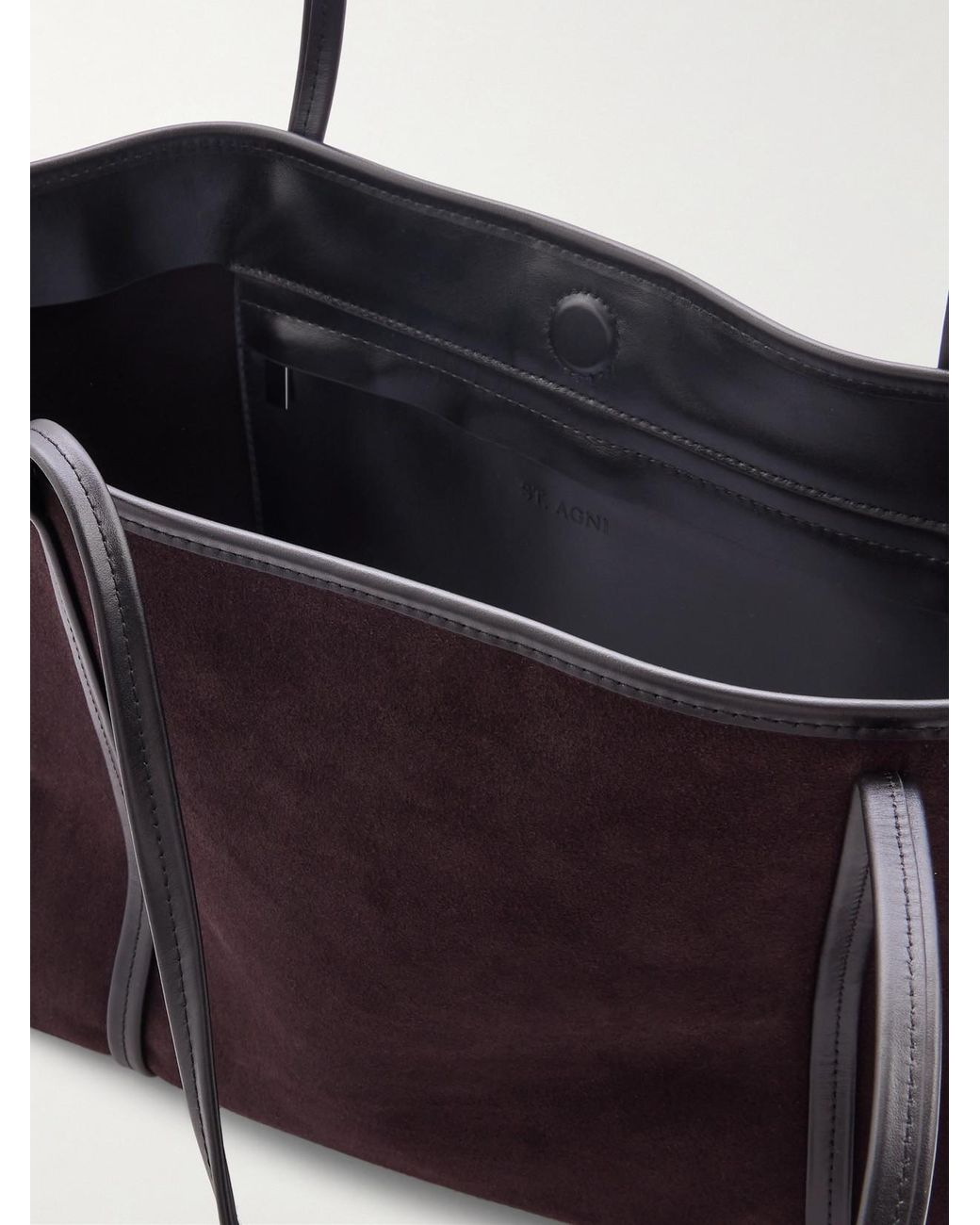 St. Agni White Bateau Tote Aus Veloursleder Mit Lederbesätzen