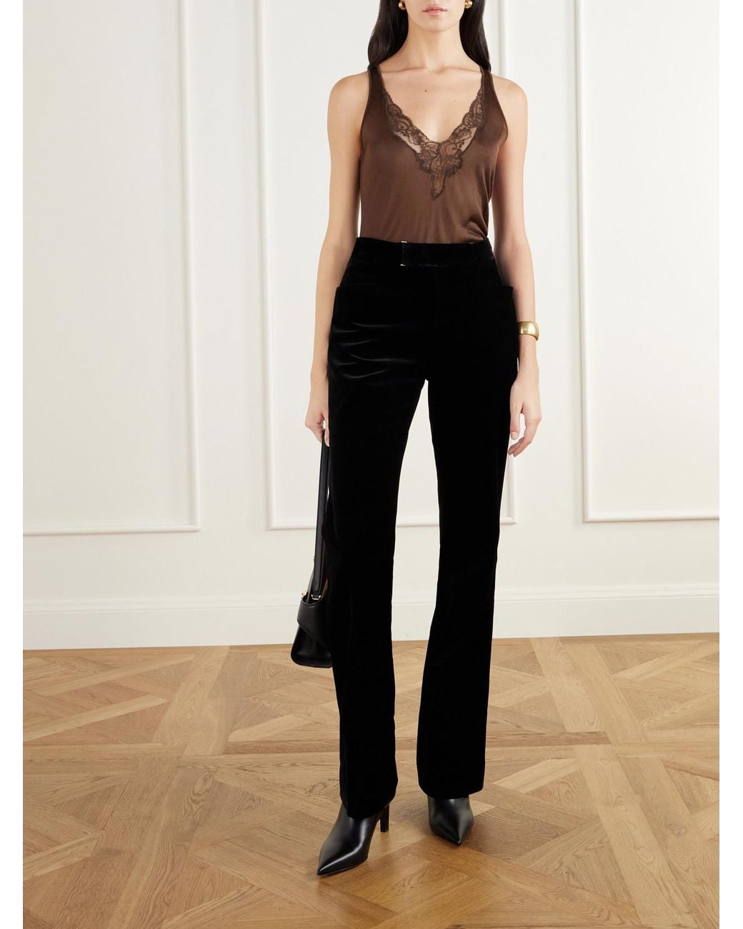 Balmain Blue Velvet Straight-Leg Pants
