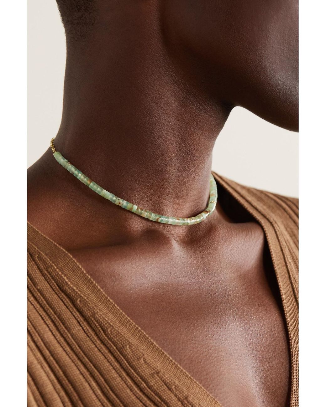 Sydney Evan Natural 14-Karat, Aquaprase And Diamond Choker