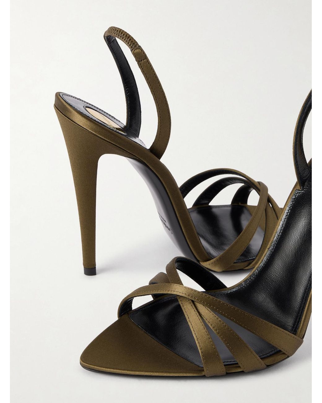 Saint Laurent Metallic Satin Kate Sandals 110