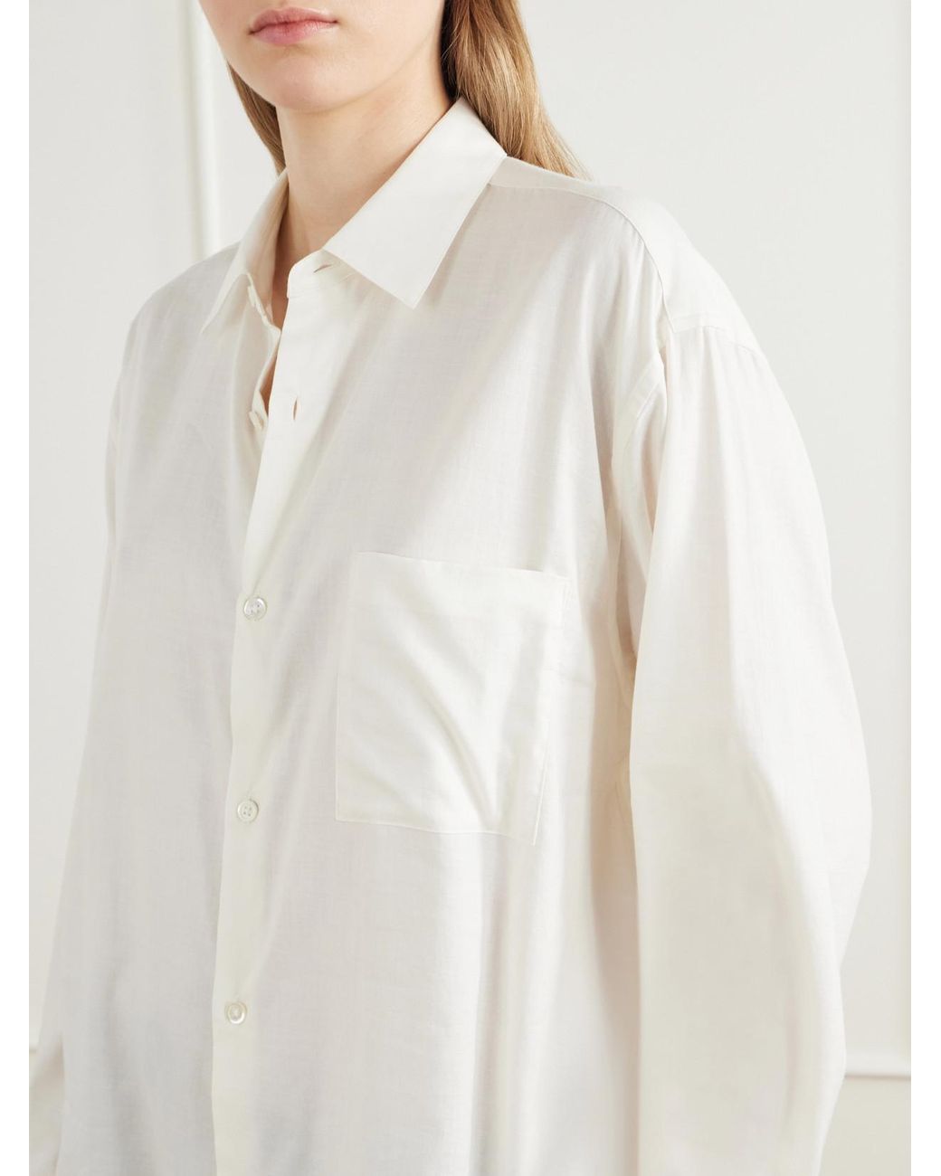 Ssstein White Cotton And Silk-Blend Shirt