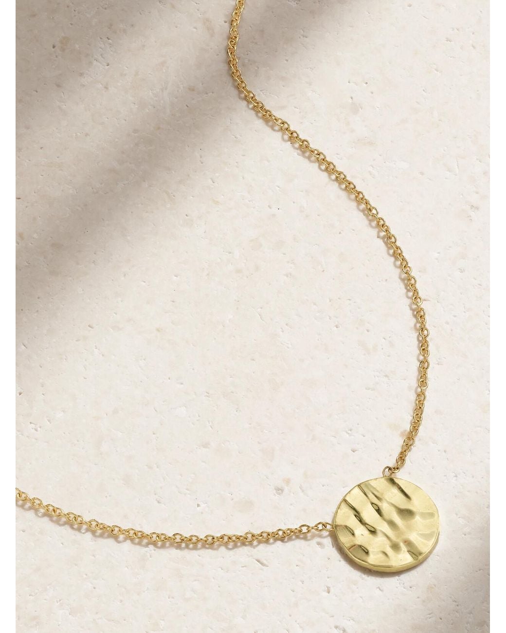 Jennifer Meyer Natural Mini Hammered Disc 18-Karat Necklace