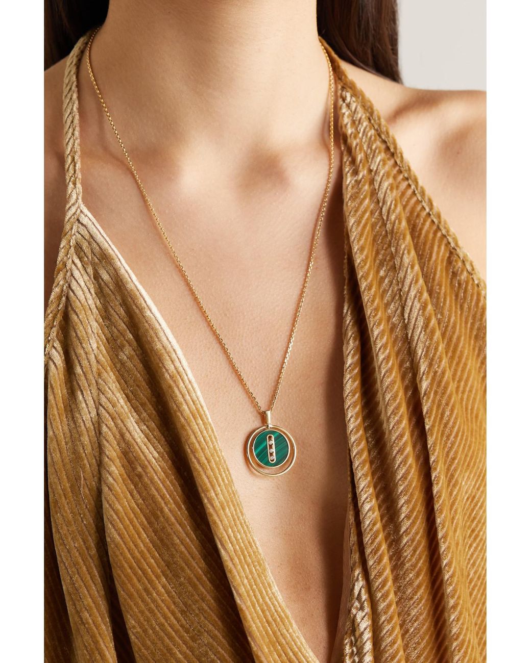 Messika Green Lucky Move 18-Karat, Malachite And Diamond Necklace