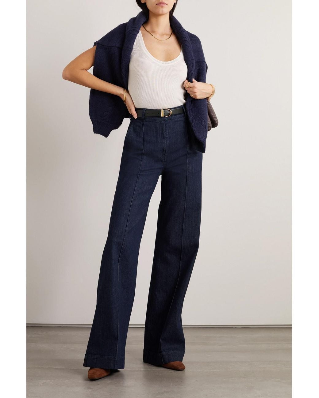 Another Tomorrow Blue + Net Sustain High-rise Straight-leg Stretch Organic Jeans