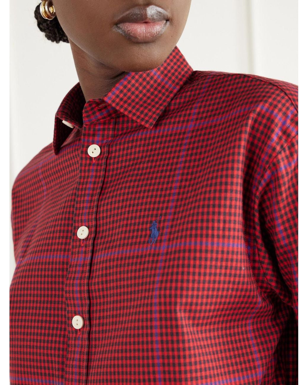Polo Ralph Lauren Logo-Embroidered Gingham Cotton-Flannel Shirt