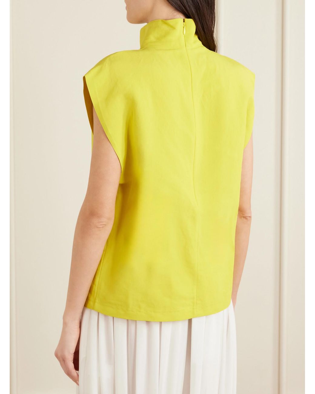 Alaïa Yellow Paper-Blend Turtleneck Top