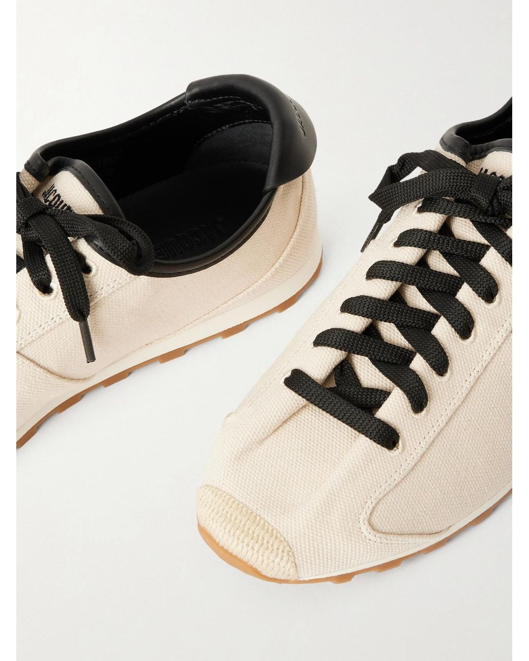 Jacquemus Natural Les Tennis Leather-Trimmed Canvas Sneakers