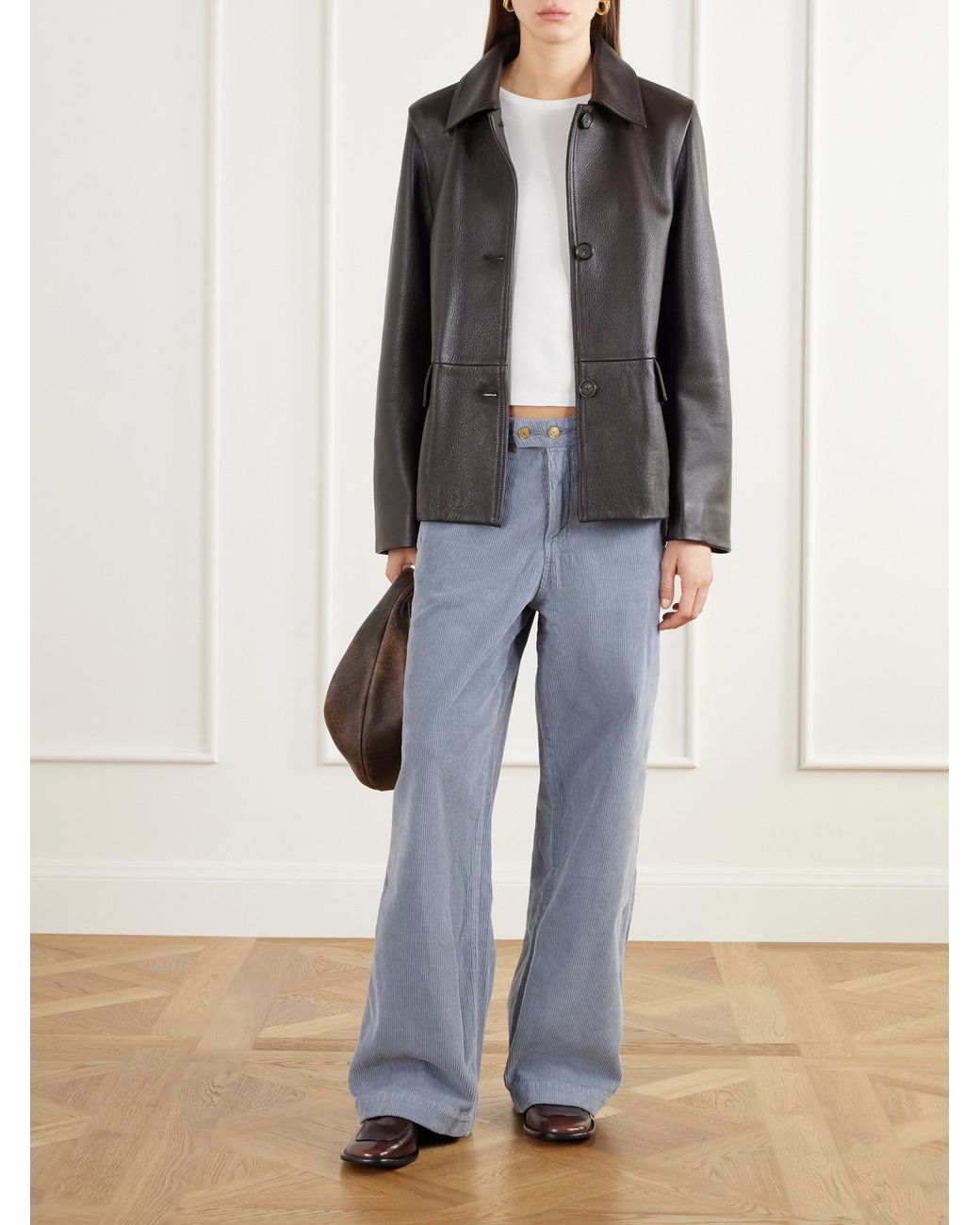 B Sides Blue Cotton-Blend Corduroy Wide-Leg Pants