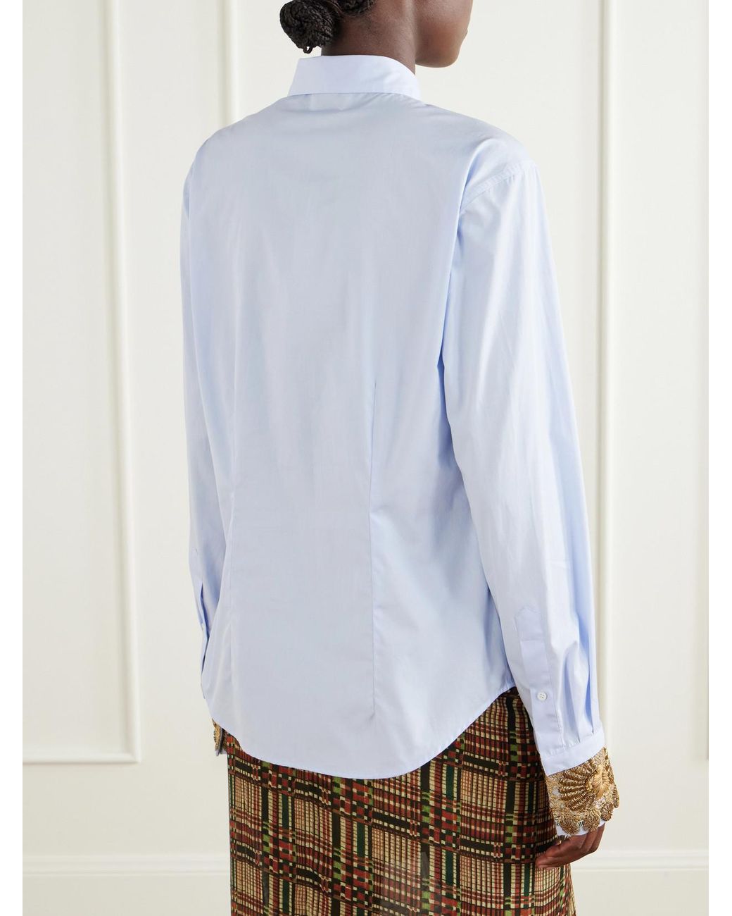 Dries Van Noten White Embroidered Cotton-Poplin Shirt