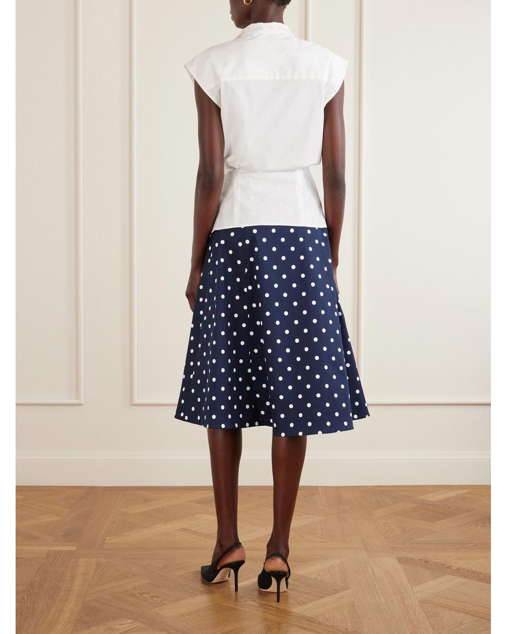 Carolina Herrera White Wrap Cotton-Blend Shirt