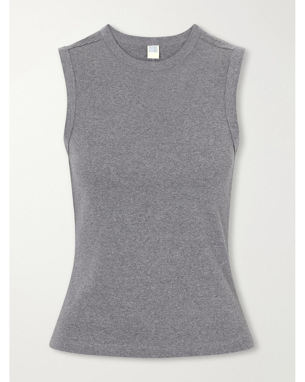 Flore Flore Gray Esmé Ribbed Organic Cotton-Jersey Tank