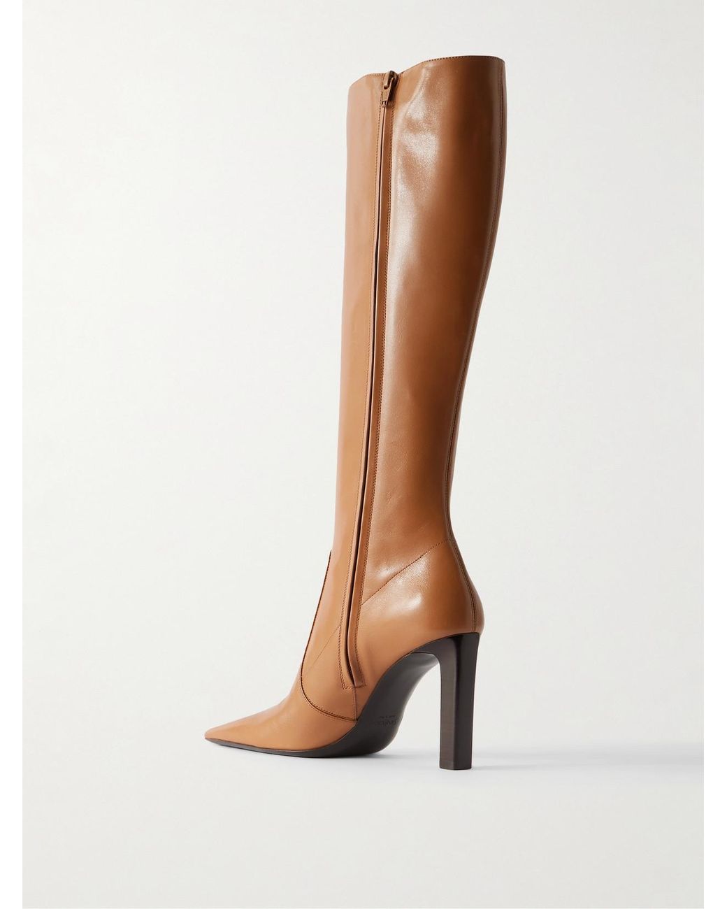 Saint Laurent Brown Francoise Leather Knee Boots