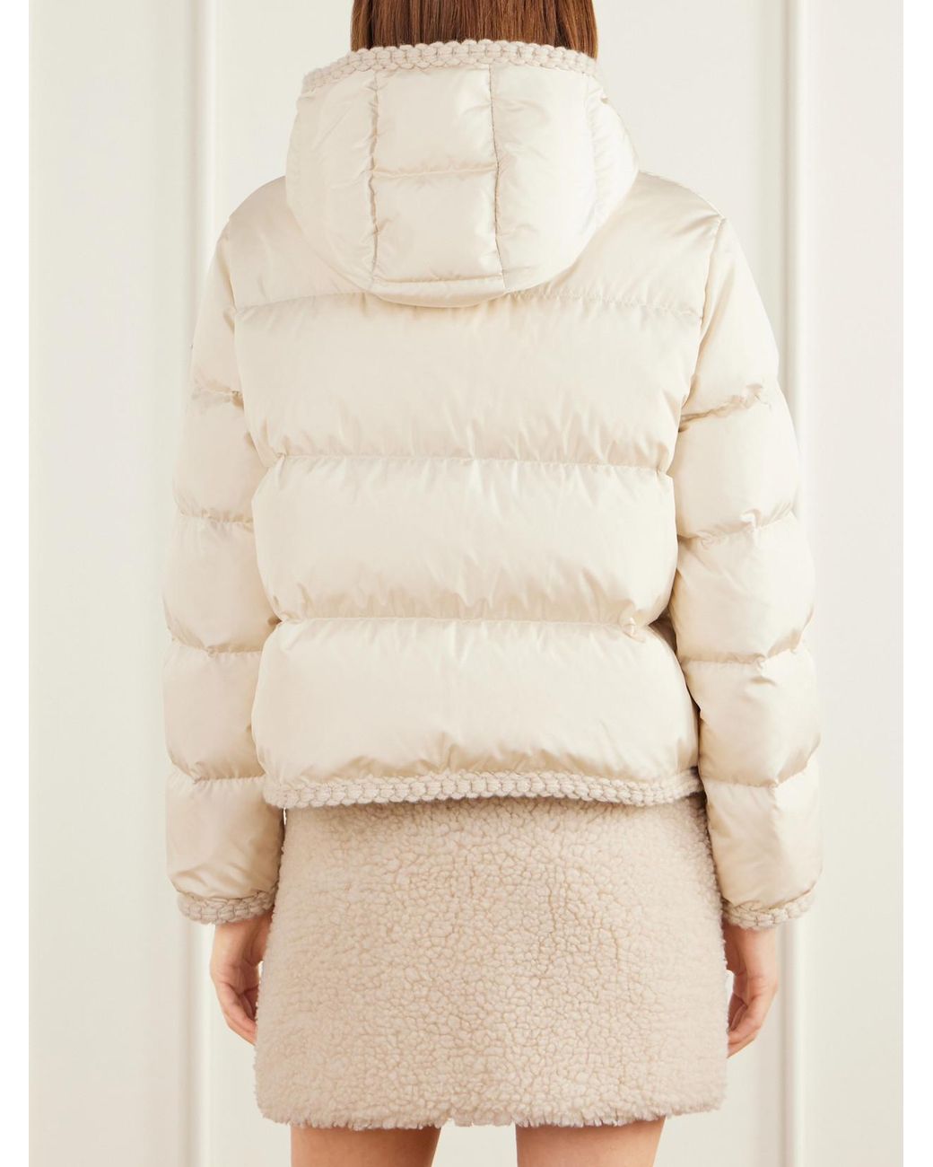 Moncler Natural Evocateur Knit-Trimmed Shell Down Jacket