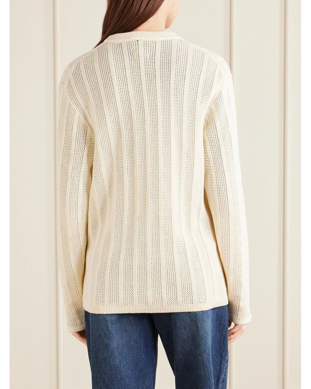 Aimé Leon Dore Natural Open-Knit Cotton Sweater
