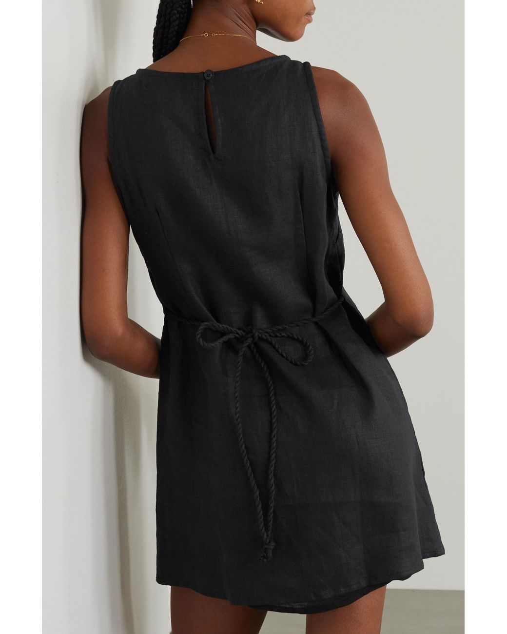 Faithfull The Brand + Net Sustain Lui Linen Mini Dress in Black