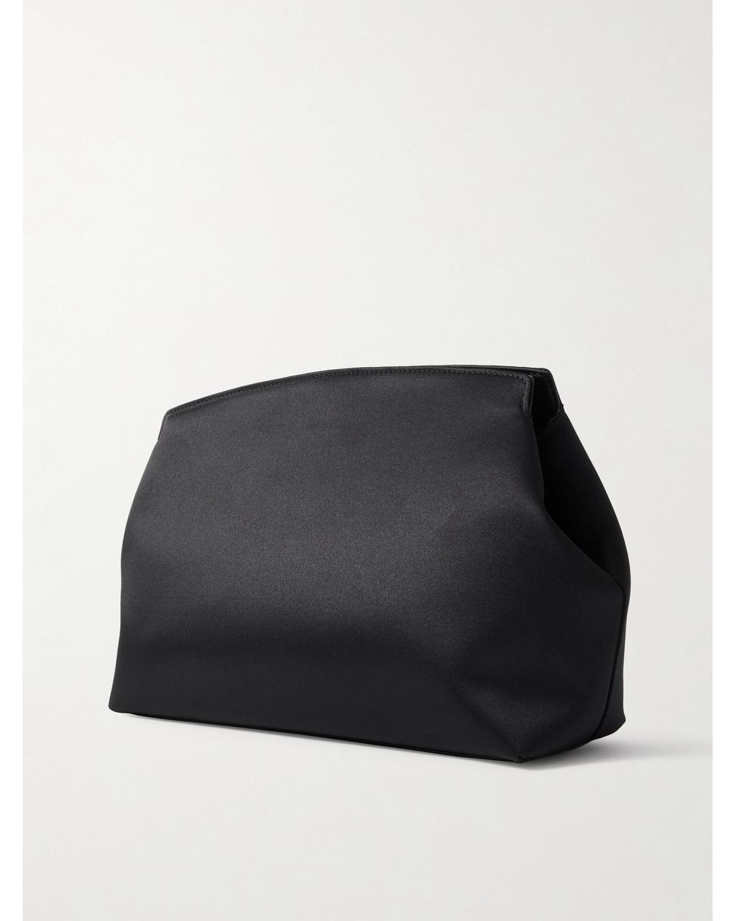 Liffner Black Leather-Trimmed Satin Clutch