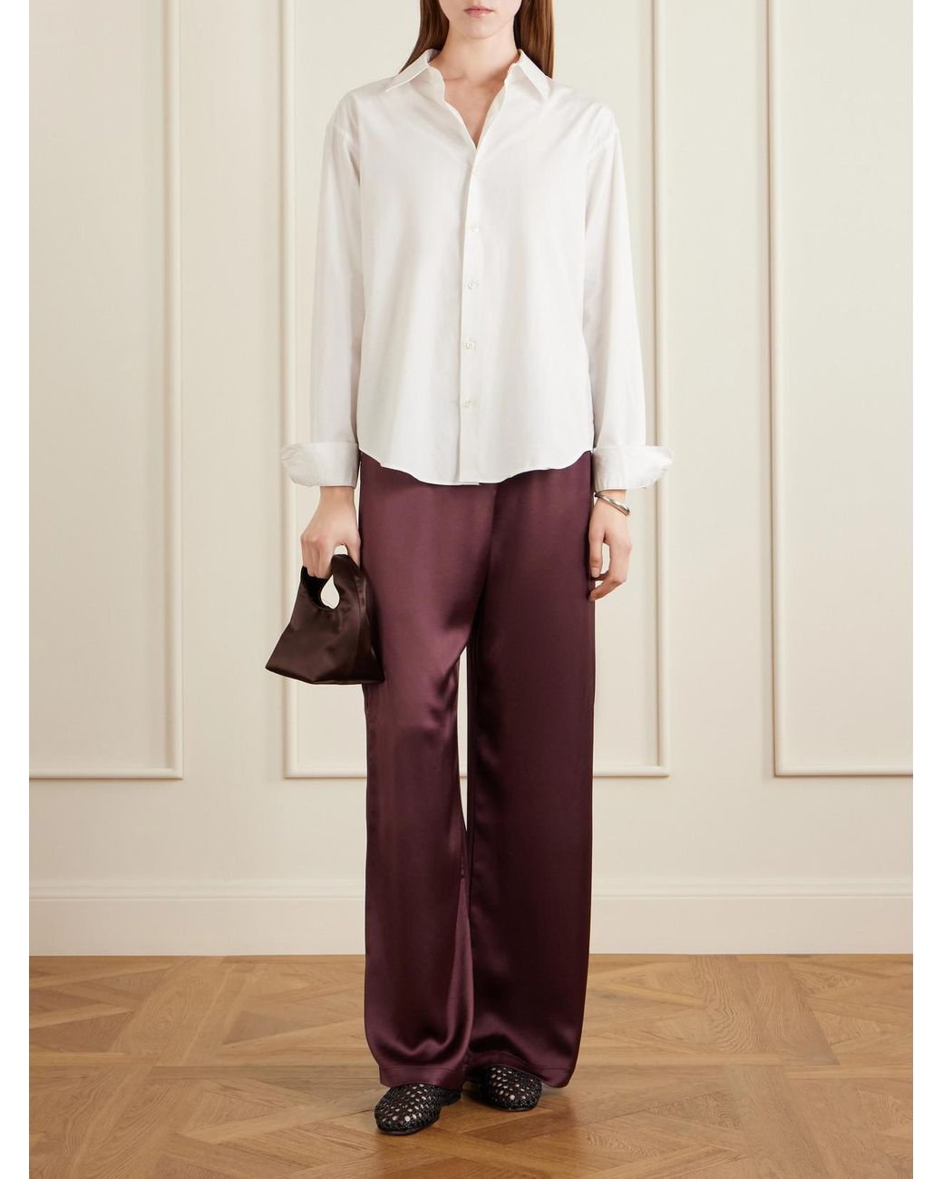 Emme Parsons White High Throat Woven Leather Ballet Flats