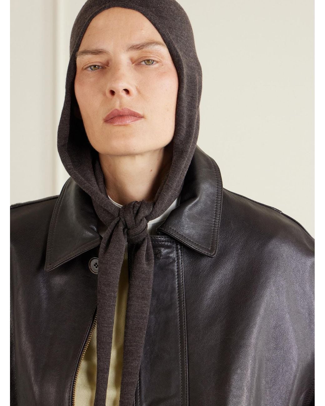 Lemaire Brown Knitted Wool Scarf