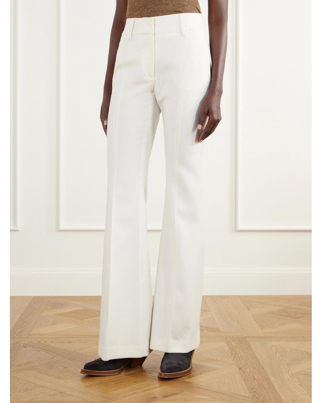 Gabriela Hearst White Rhein Paneled Cotton And Linen-Blend Woven Flared Pants