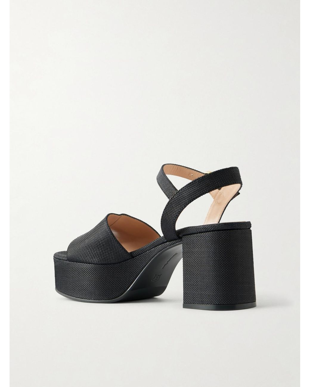 Gianvito Rossi Black Carol 35 Raffia Platform Sandals