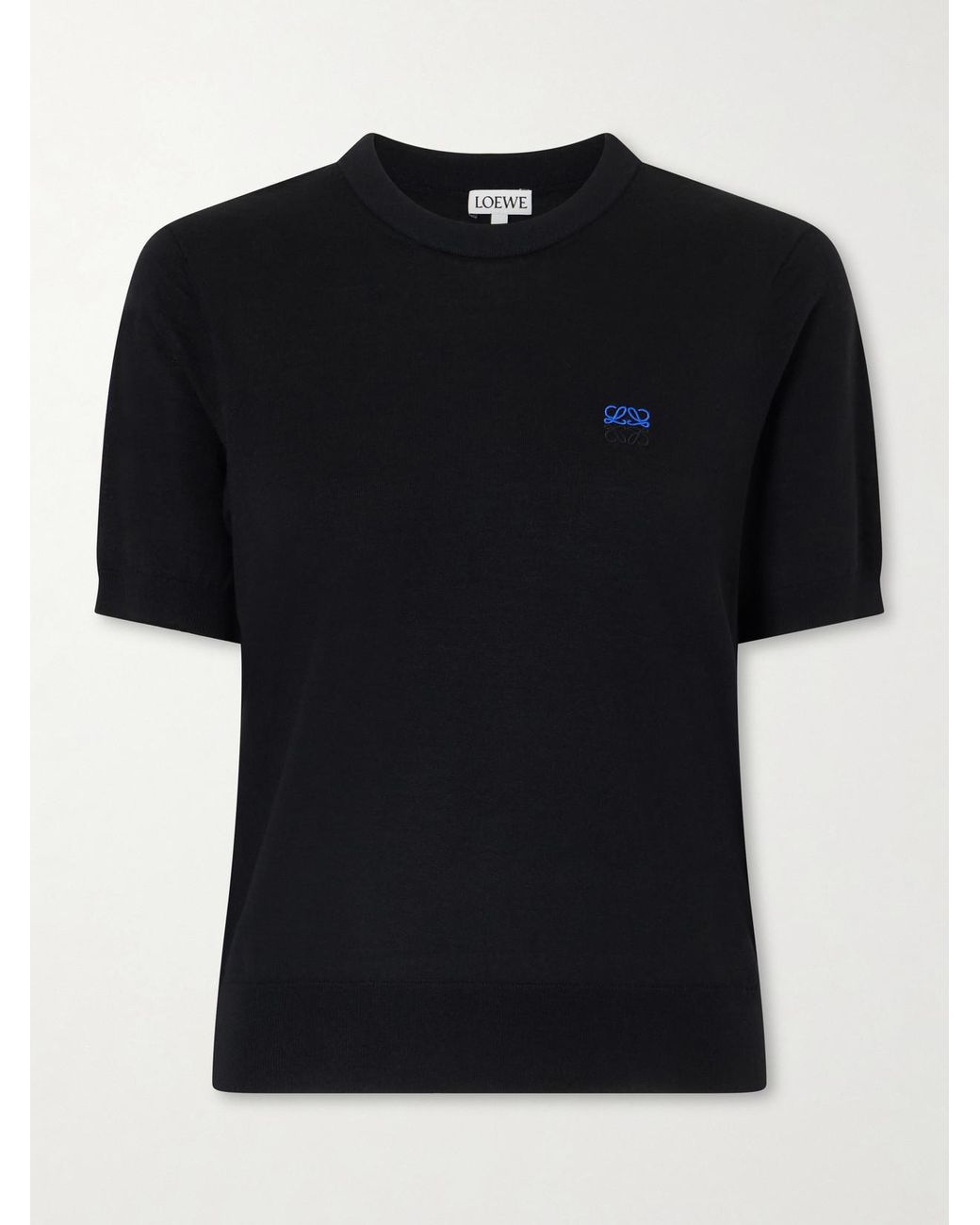 Loewe Black Anagram-Embroidered Wool-Blend Sweater