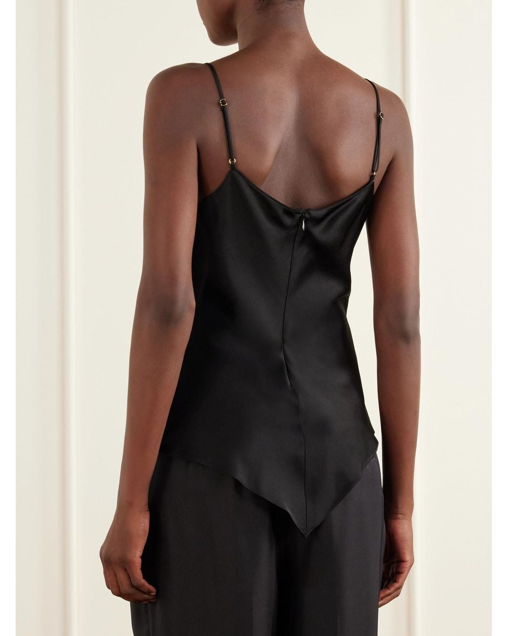 Stella McCartney Black Lace-Trimmed Satin Cami