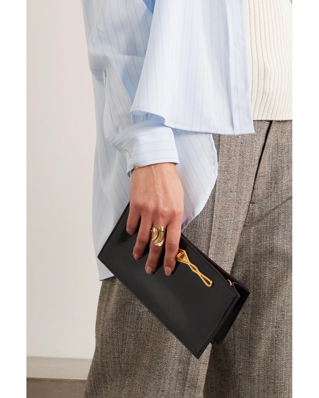 Metier Black Fernando Jorge Ease Embellished Glossed-Leather Clutch