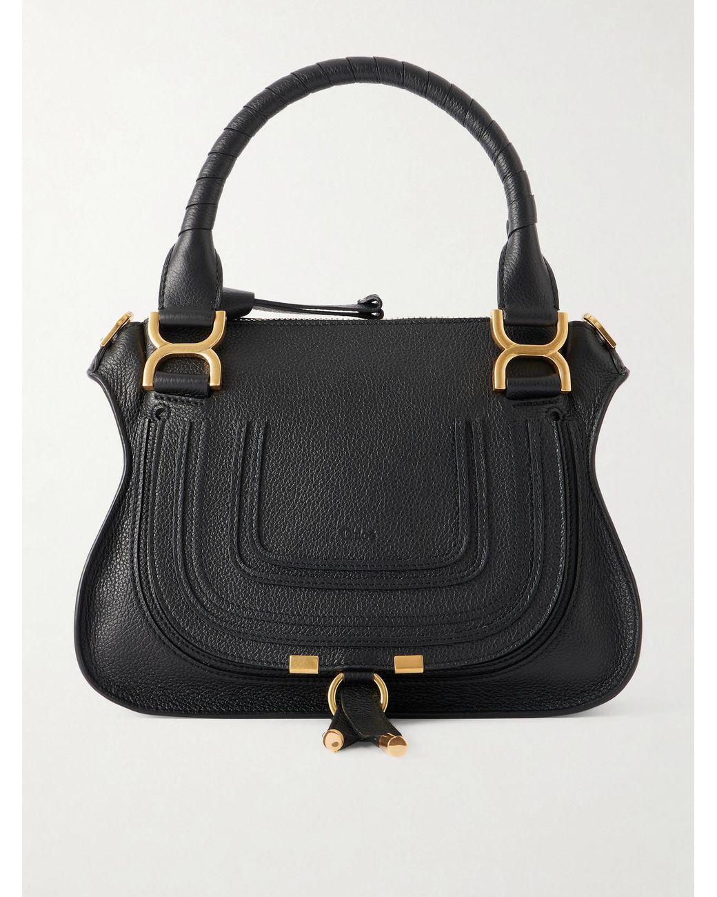 Chloé Black Marcie Textured-Leather Top-Handle Bag