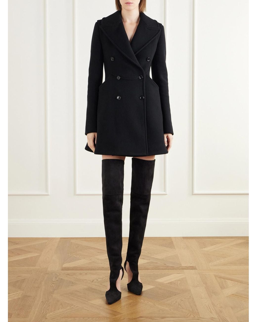 Alaïa Black Cuissardes 100 Suede And Stretch-Knit Over-The-Knee Boots