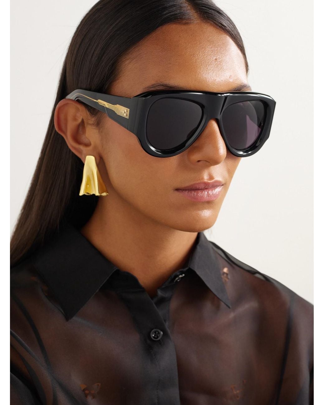 Jacques Marie Mage Black Barclay Aviator-Style Acetate Sunglasses