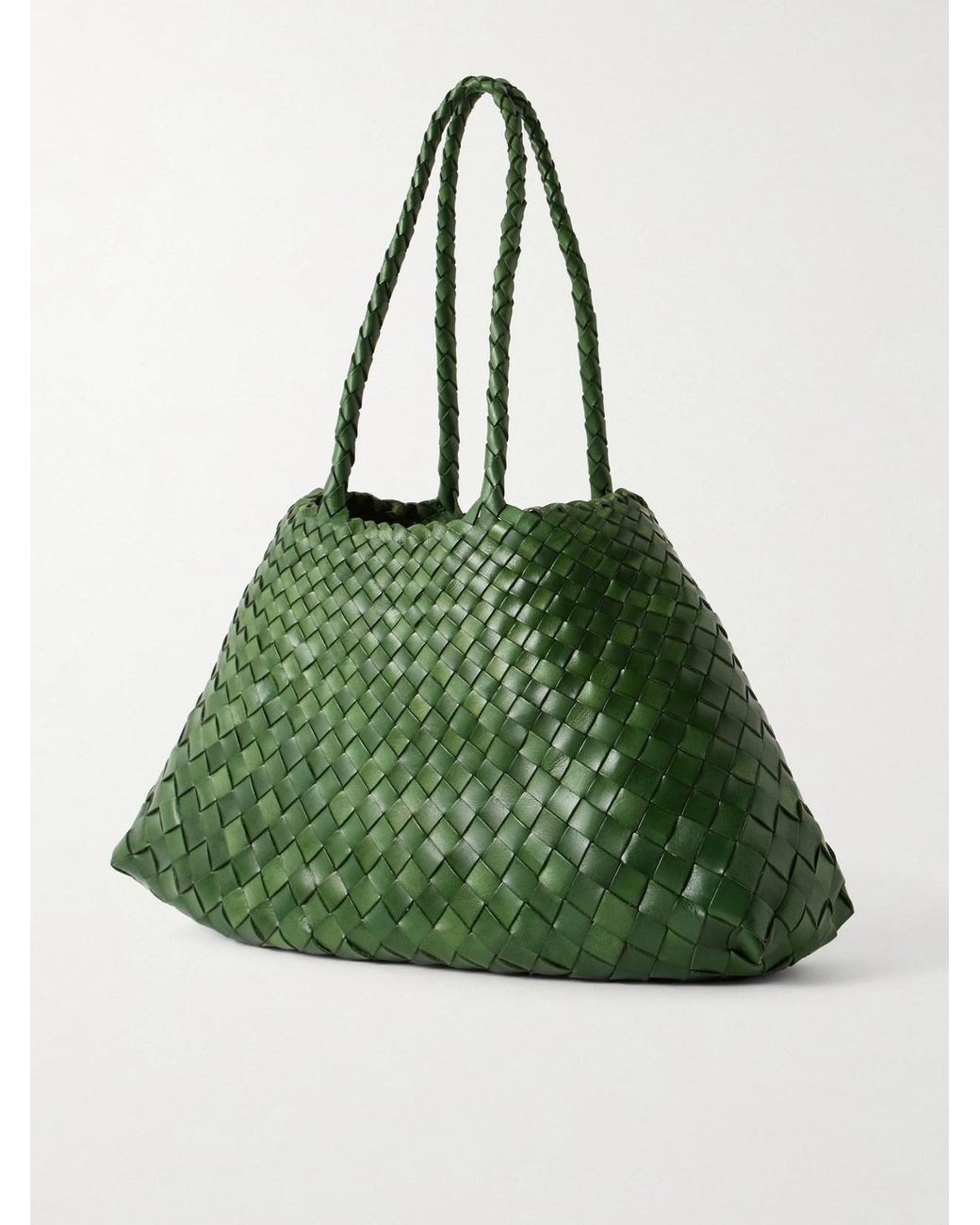 Dragon Diffusion Green Santa Croce Big Woven Leather Tote