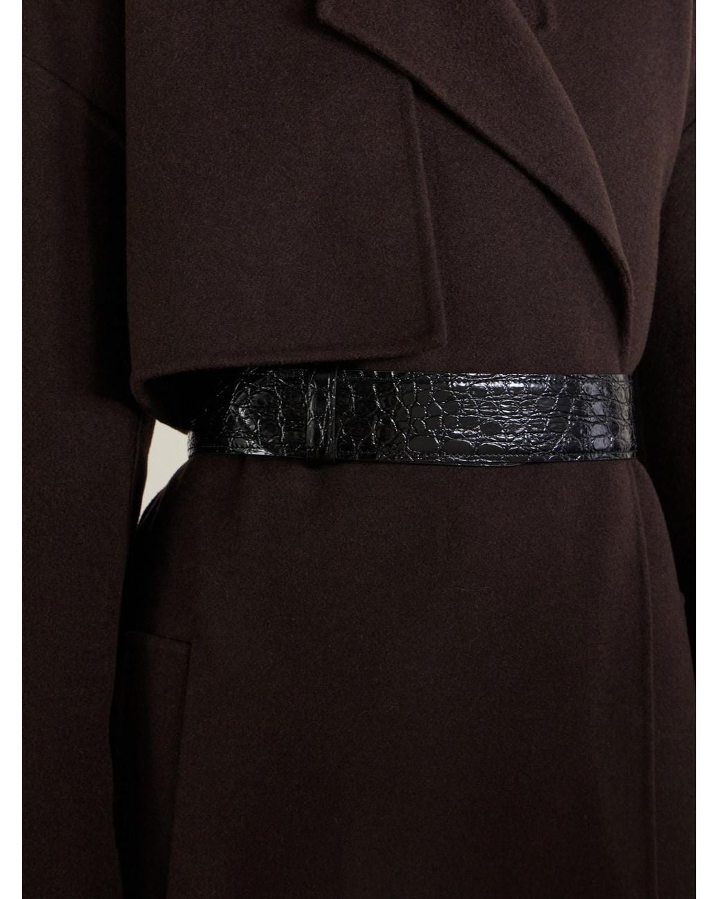 Khaite Black Theo Croc-Effect Leather Belt