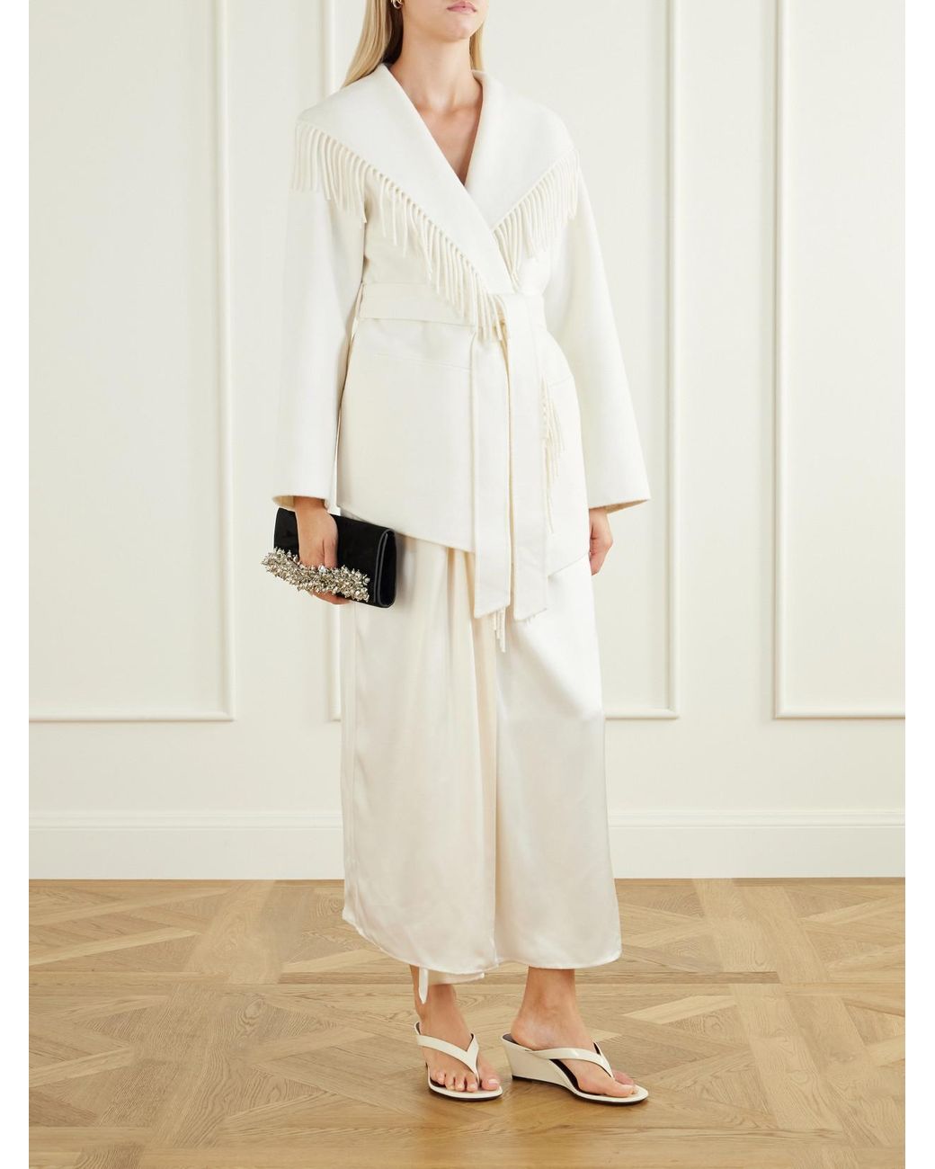 Jonathan Simkhai Natural Rowen Belted Fringed Wool-Blend Jacket