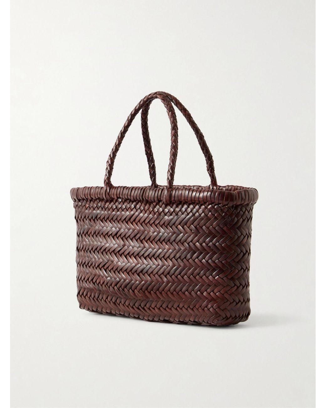 Dragon Diffusion Brown Gora Mini Woven Leather Tote