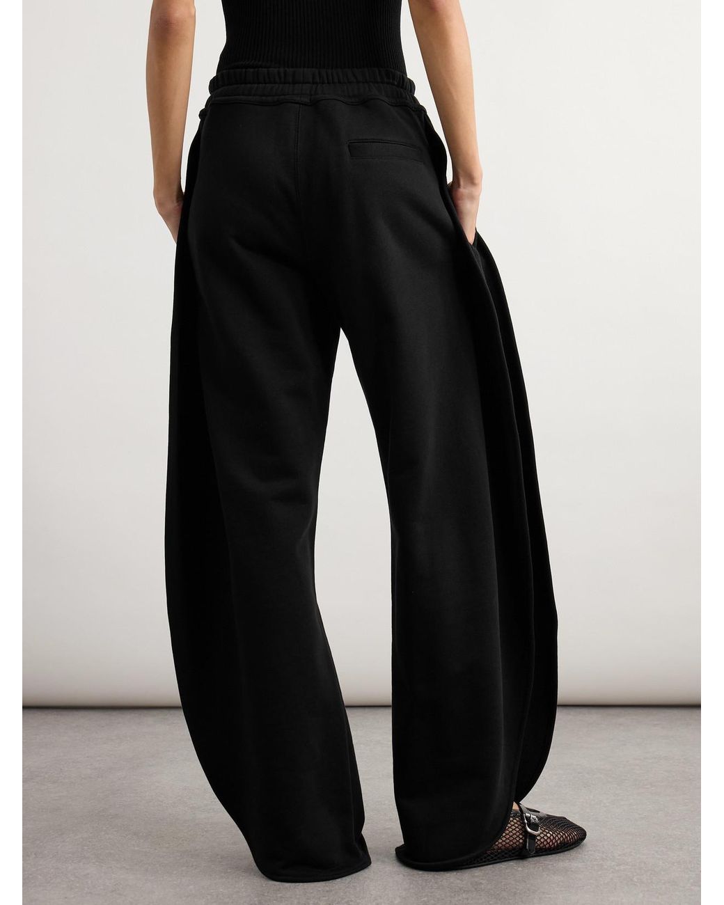 Alaïa Black Petal Cotton-Jersey Barrel-Leg Track Pants