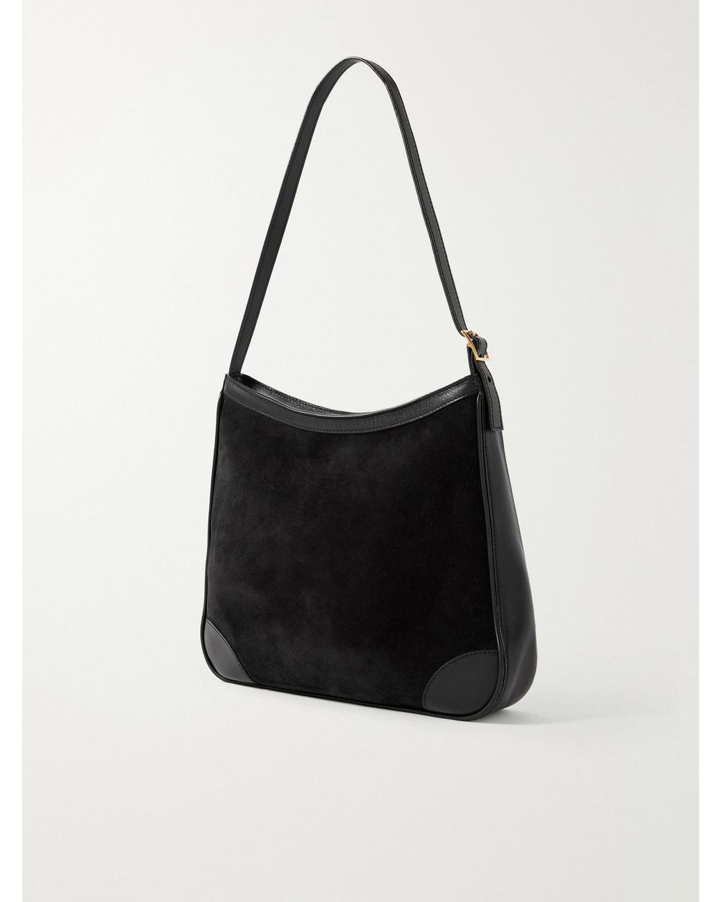 Nili Lotan Black Abbey Leather-Trimmed Suede Shoulder Bag