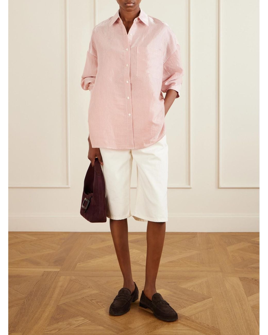 Twp Pink Something Borrowed Striped Cotton-Organza Shirt