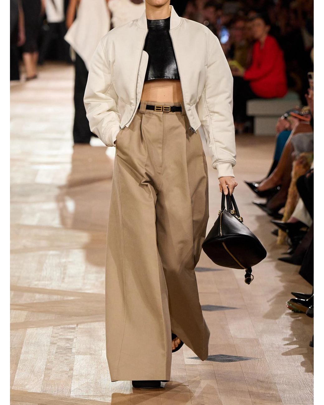 Balenciaga Natural Cropped Shell Bomber Jacket