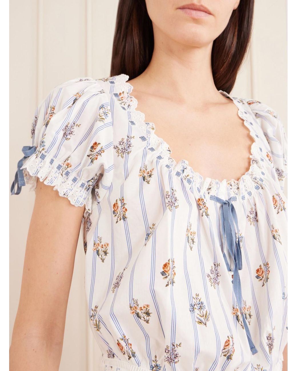 Doen Gray Nera Broderie Anglaise Organic Cotton Blouse