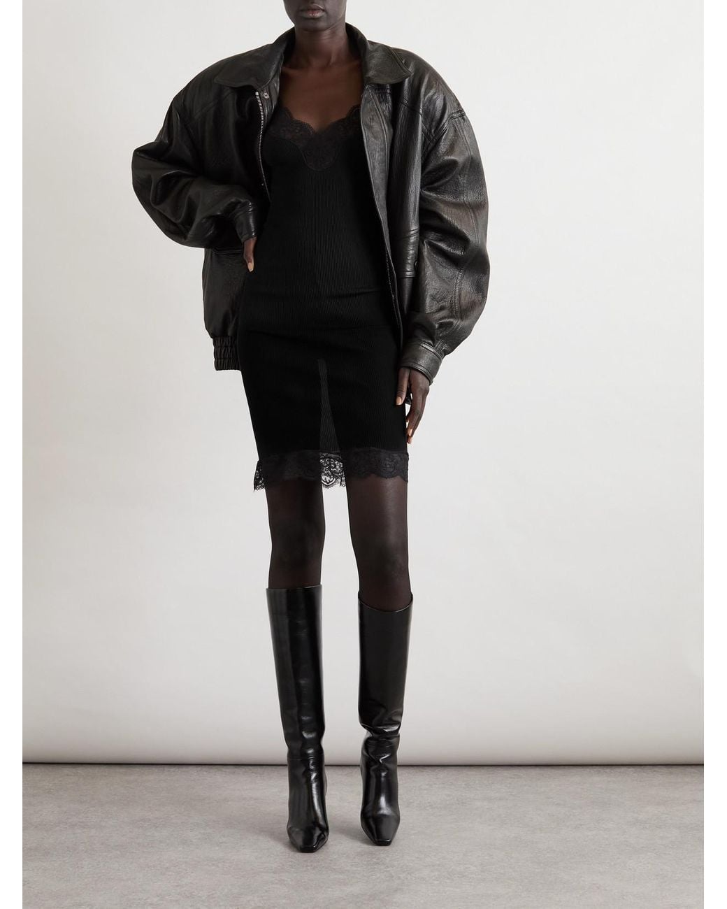 Saint Laurent Black Silk Lace Mini Dress