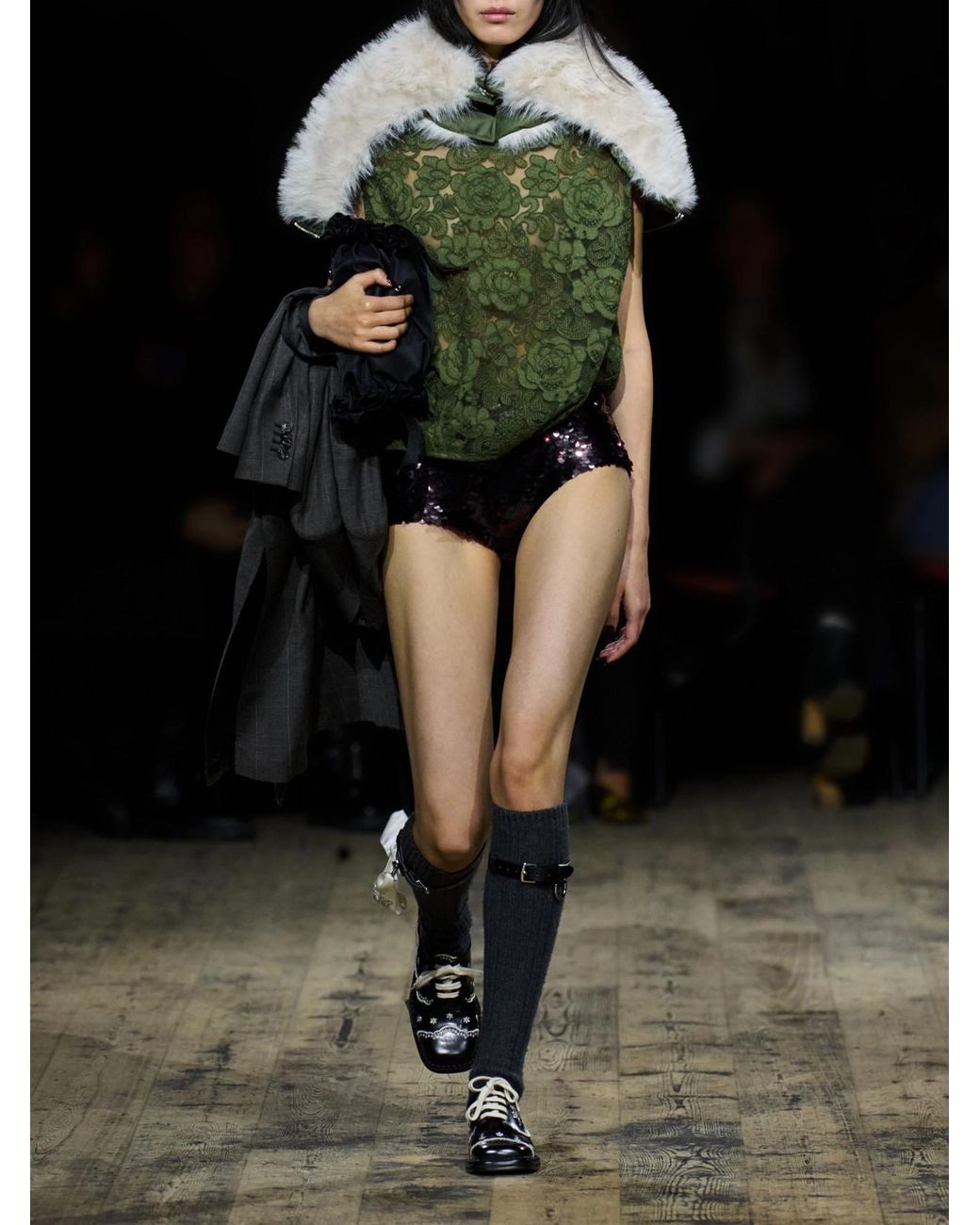 Simone Rocha Red Sequined Tulle Mini Shorts