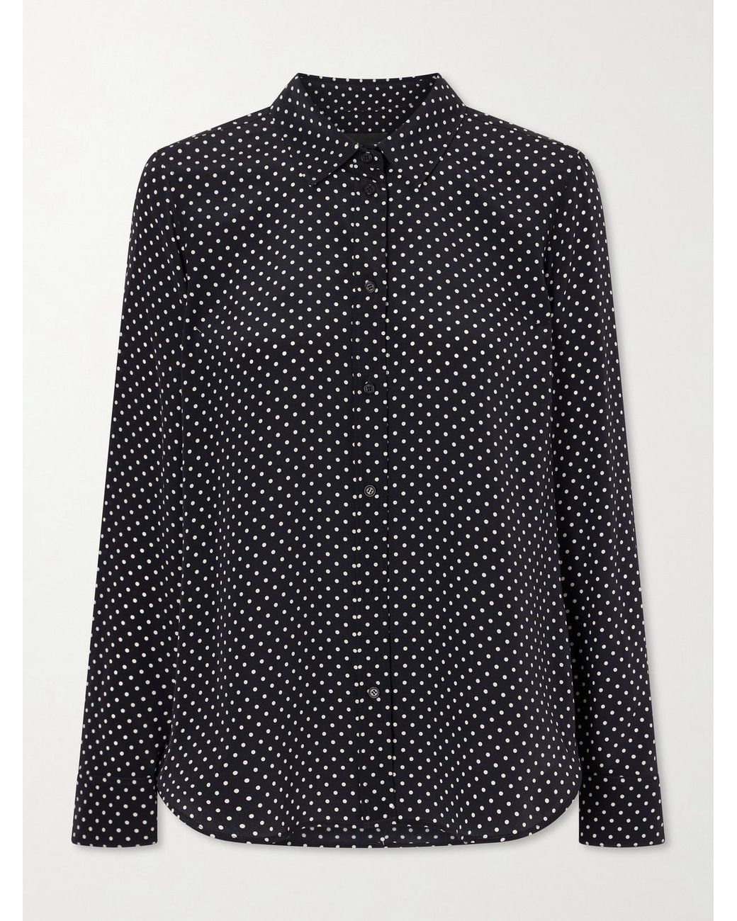 Nili Lotan Blue Gaia Polka-Dot Silk-Crepe De Chine Shirt