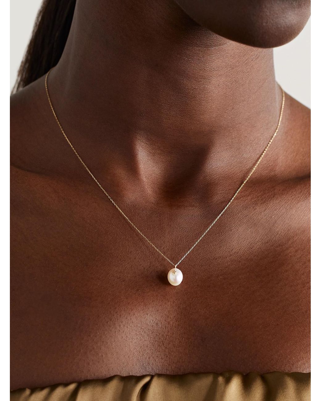 Mateo Natural 14-Karat, Pearl And Diamond Necklace