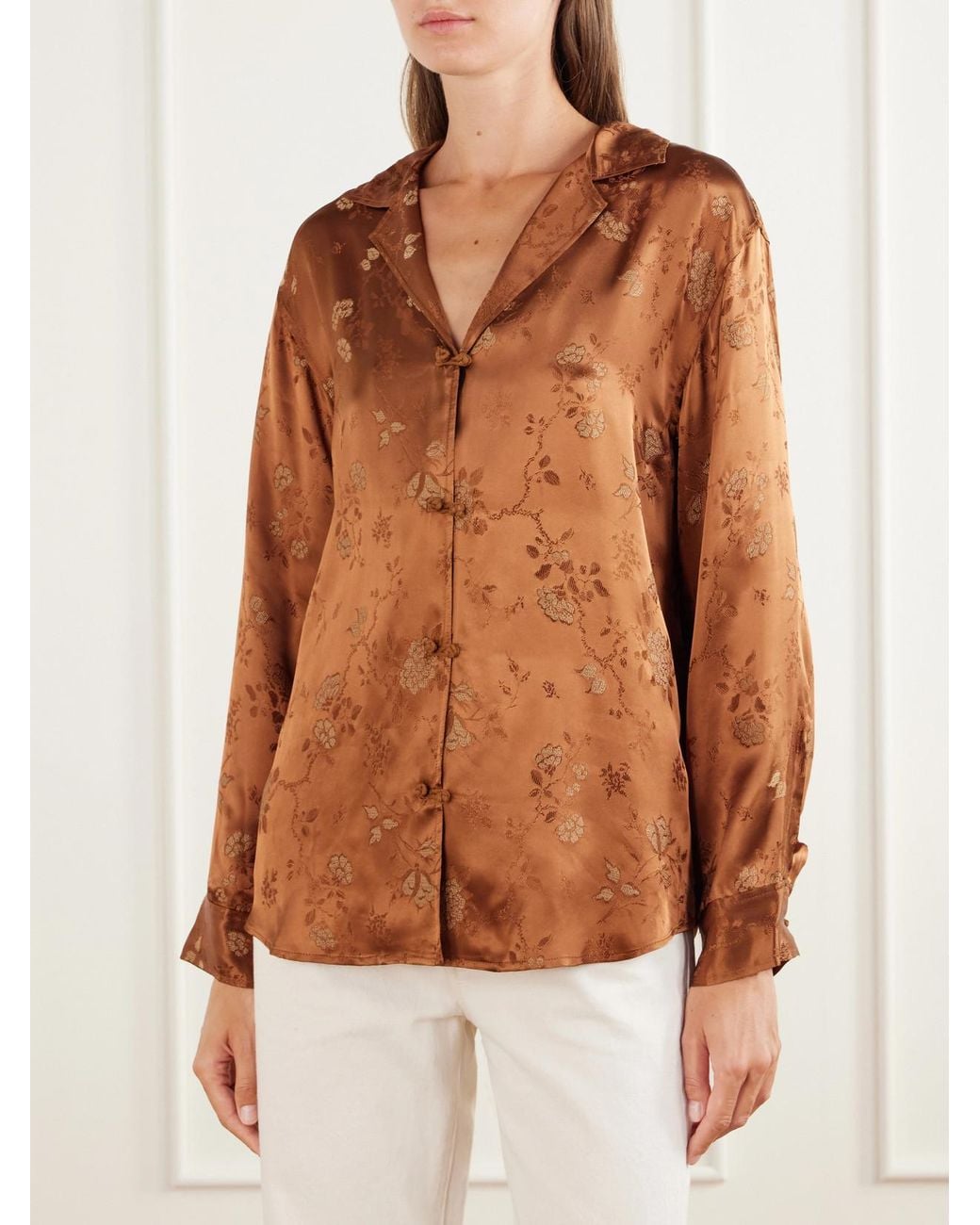 Doen Brown Maurise Floral-Jacquard Shirt