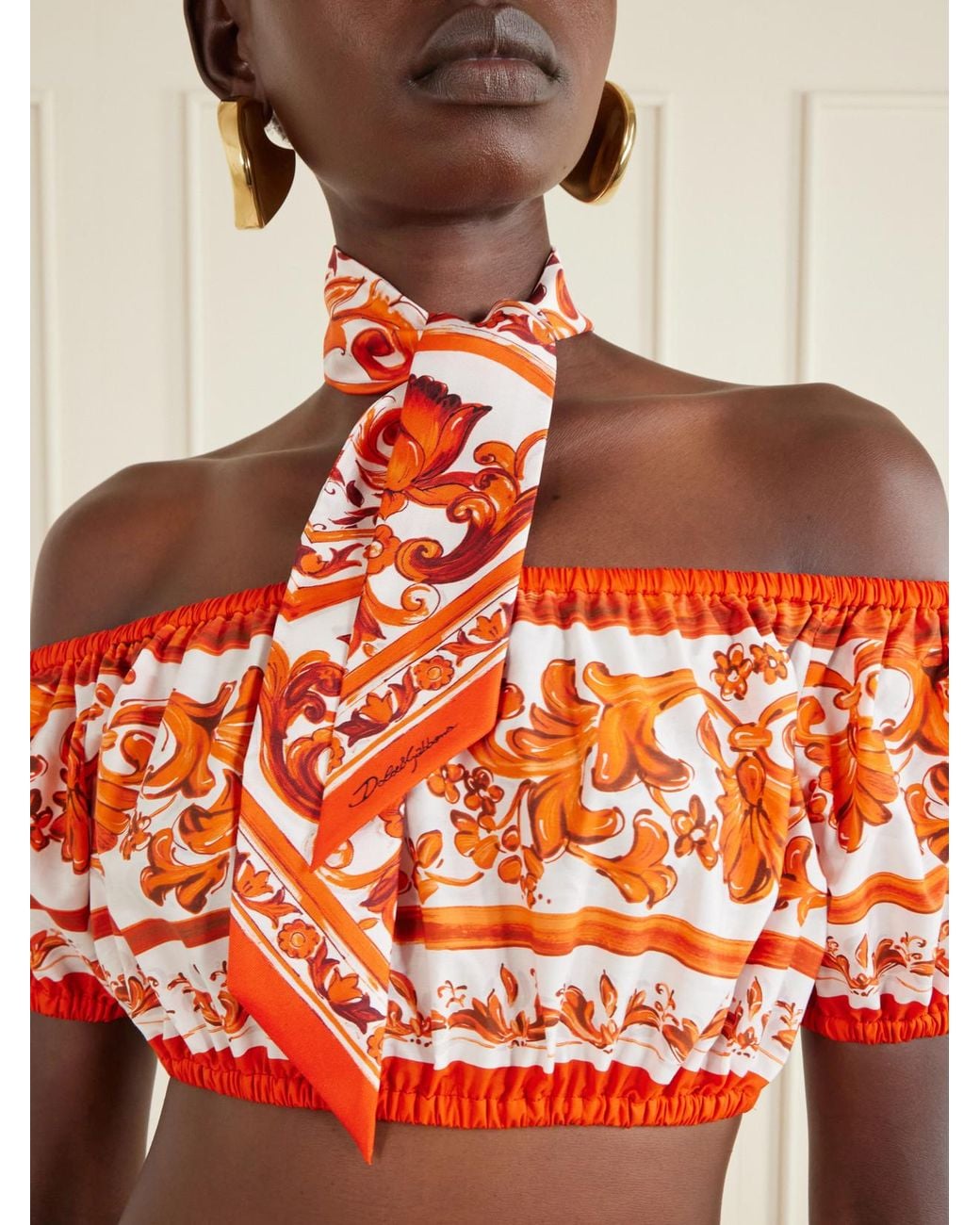 Dolce & Gabbana Red Floral-Print Silk-Twill Scarf