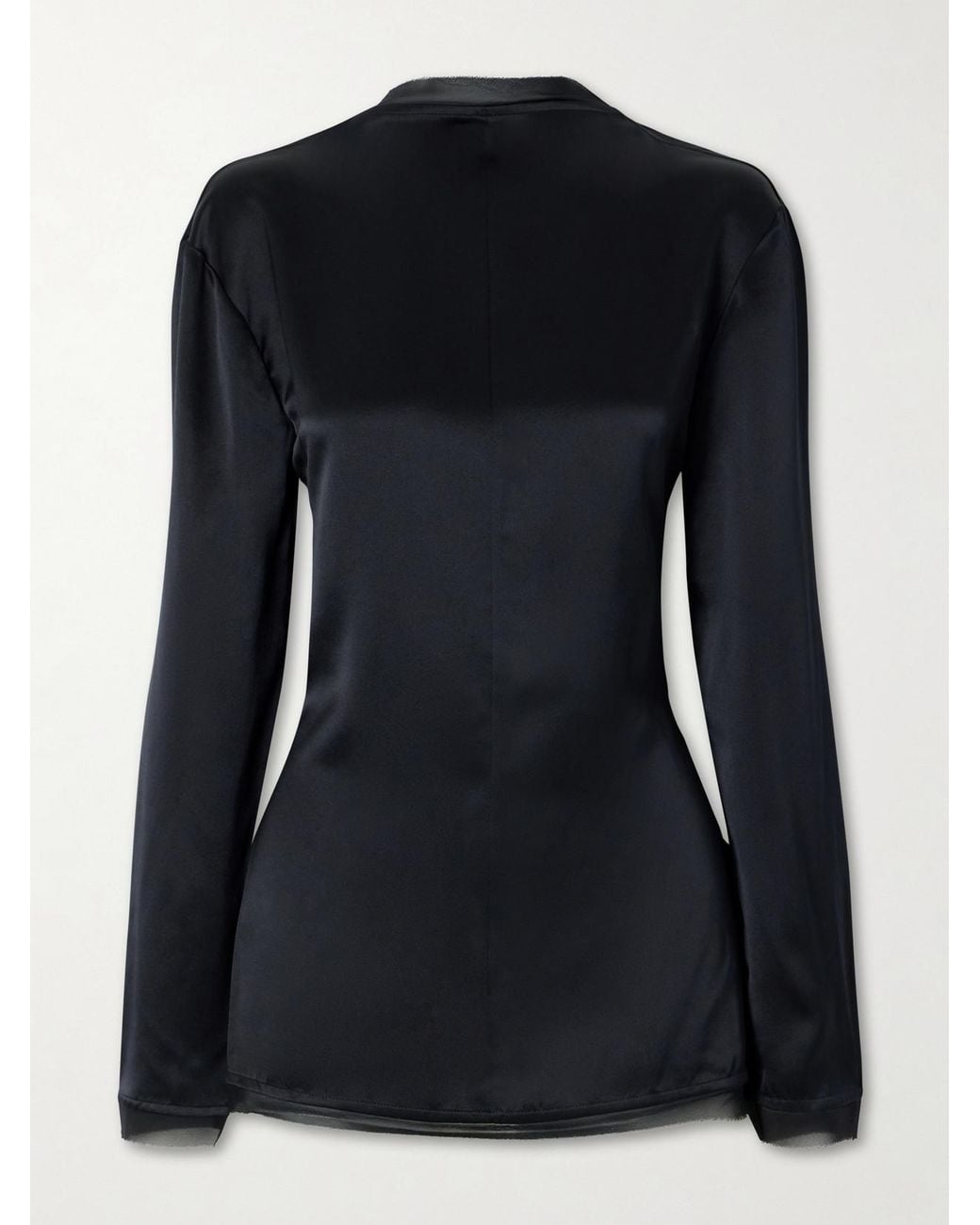 TOVE Black Beau Open-Back Tie-Detailed Silk Blouse