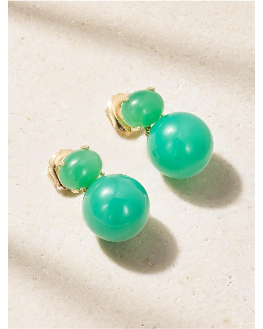 Irene Neuwirth Green Gumball 18-Karat Chrysoprase Earrings