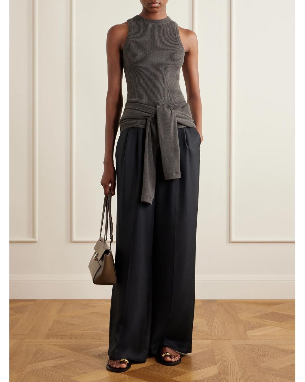 Lisa Yang Gray Amya Ribbed Cotton And Cashmere-Blend Tank